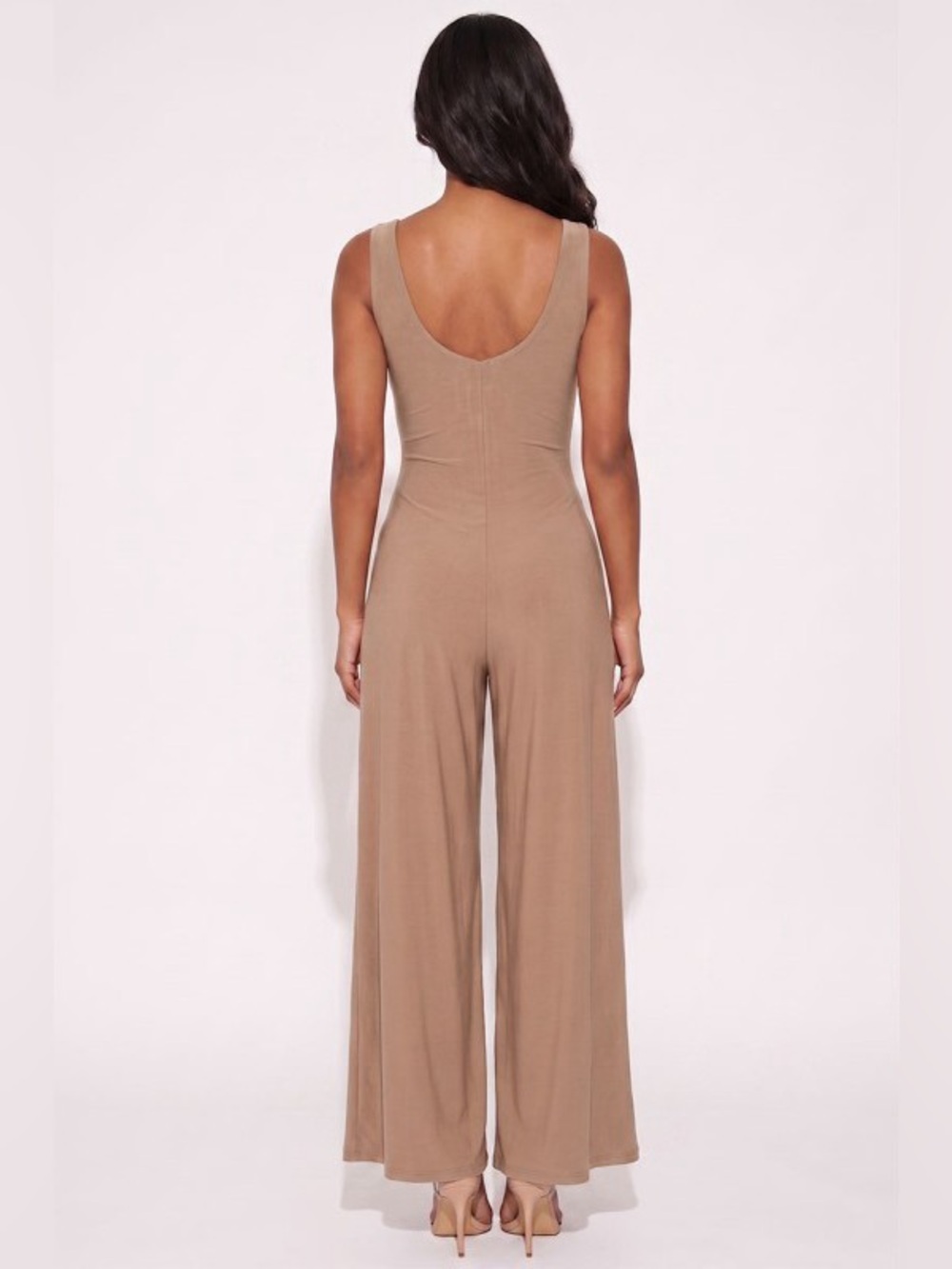 Sleeveless Wide-Leg Jumpsuit in Taupe - Picture 3 of 3